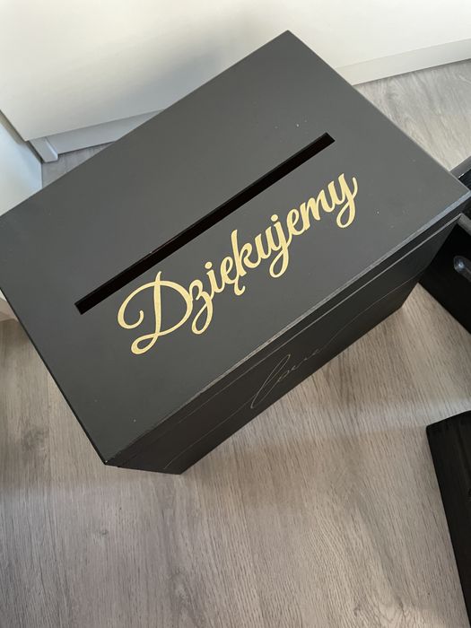 Czarny Zestaw ślubny - skrzynka na koperty + koszyk koszyczki raunkowe