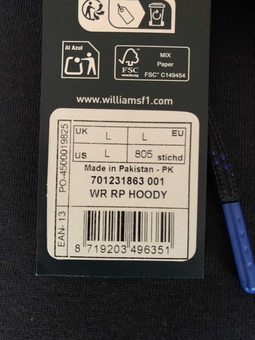 PUMA Williams Racing Formuła 1 2025 męska bluza z kapturem F1 Team - L
