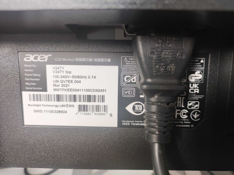 Monitor Acer 24" 1080p 60Hz IPS FreeSync