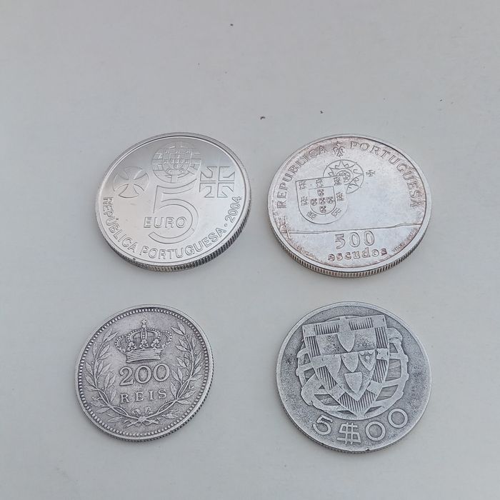 lote de 4 moedas prata m boas