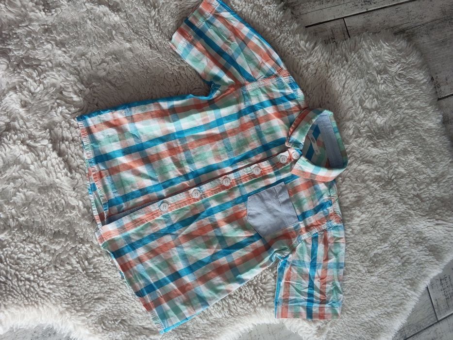 Koszula chłopięca kurtki rękaw krata kratka w kratę guziki guziczki ch