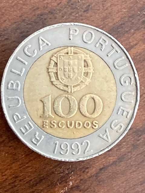3 moedas bimetálicas 100 escudos (100$00), 1992, bordo com 10 sectores