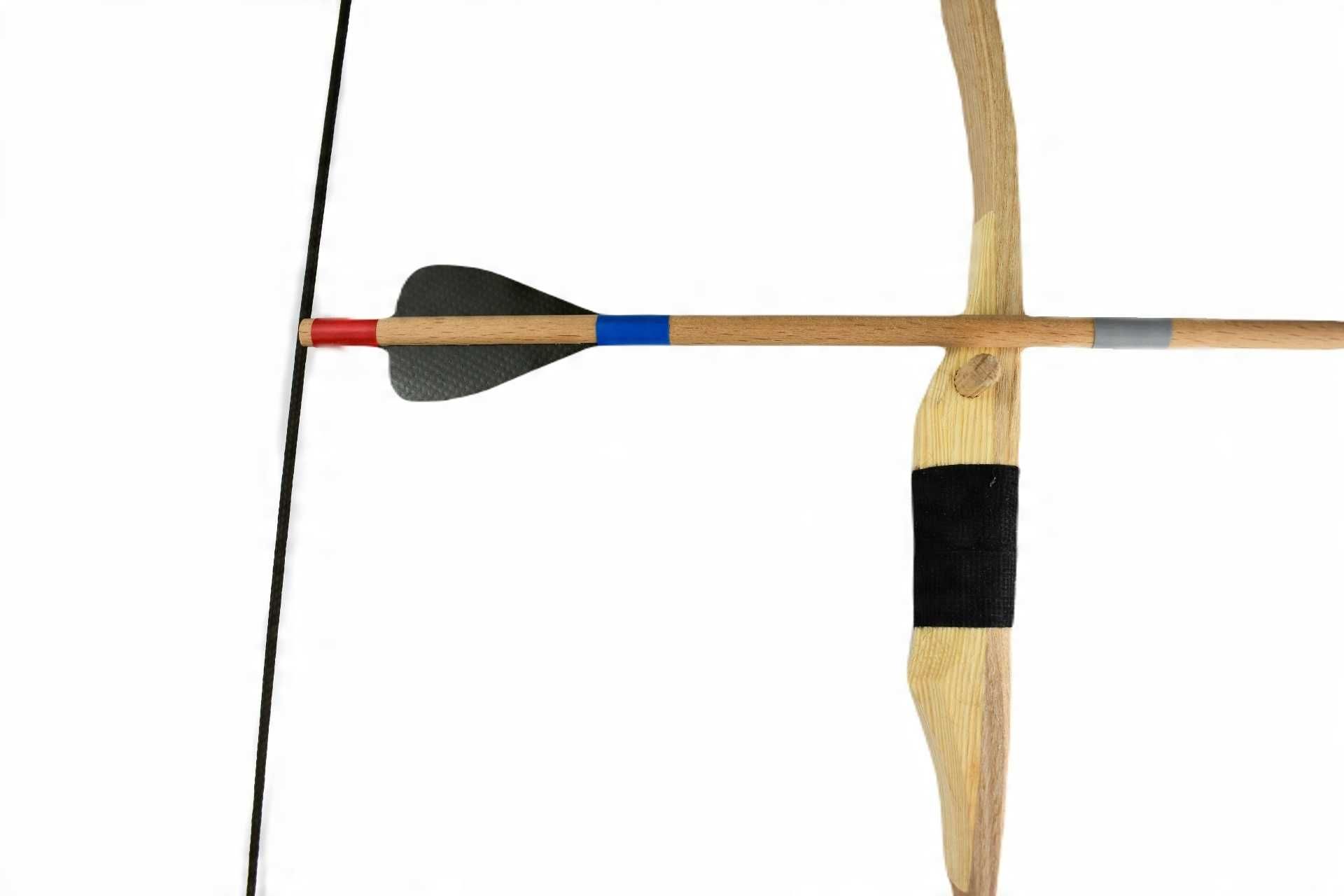 Łuk drewniany 115cm 3 strzały + tarcza zestaw łuczniczy czerwony