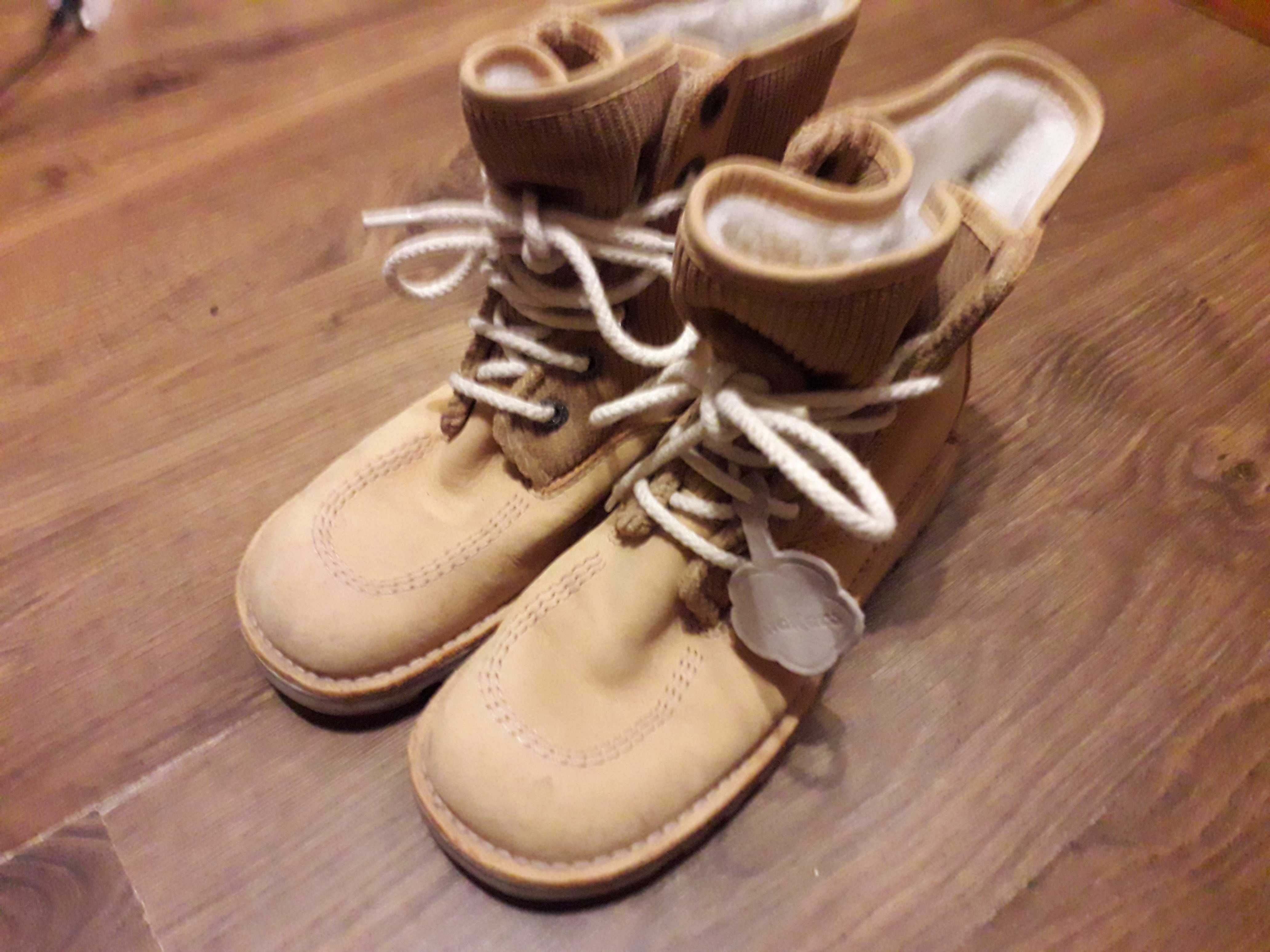 trapery  zimowe skórzane  ocieplane timberland
