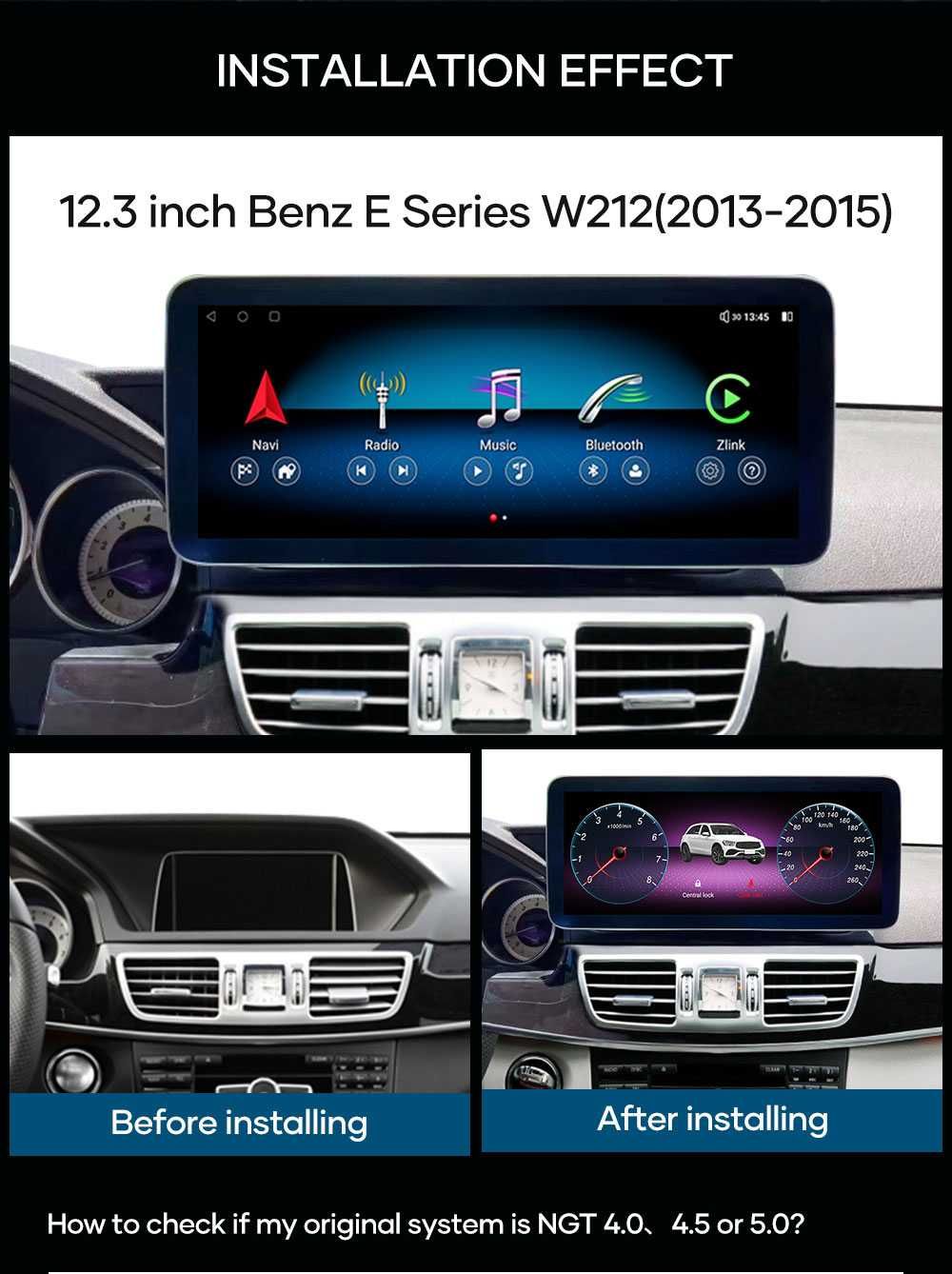 CarPlay Android Radio DAB+ USB GPS WiFi 4G Mercedes W212 E NTG4.0 12,3
