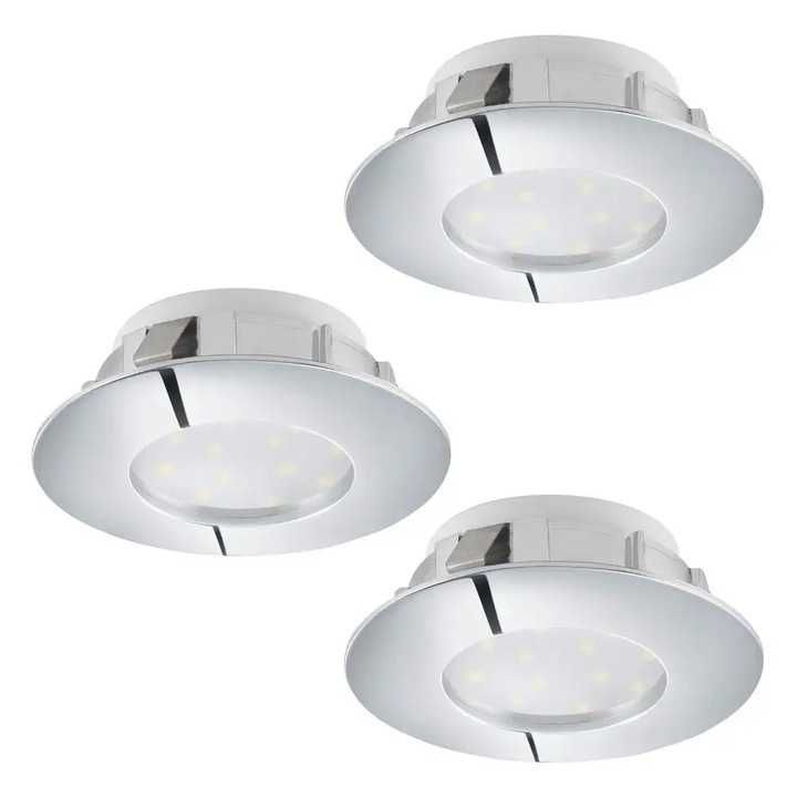 PINEDA oprawa wpuszczana LED 4,9W 3000K chrom IP44 Zestaw 3 sztuk