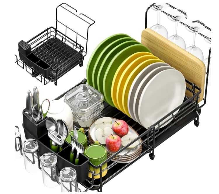Rozszerzalny ociekacz Suszarka Do Naczyń ze stali nierdzewnej Czarna
