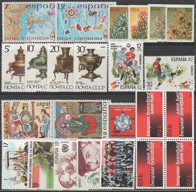 Filatelia: 109 selos mundiais, novos e usados