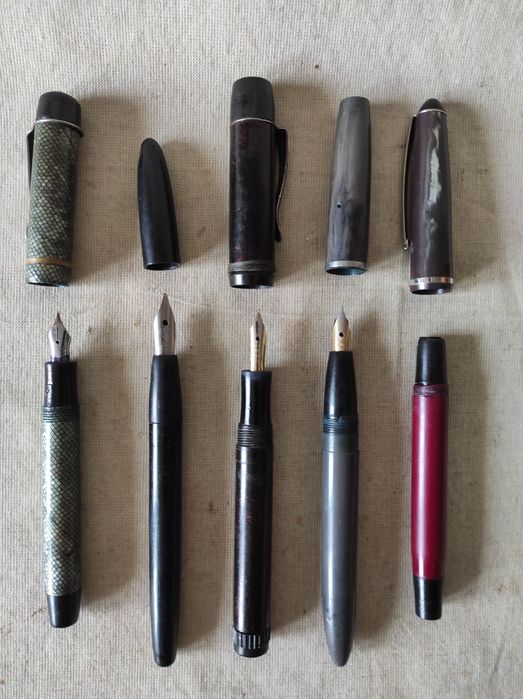 Zabytkowe antyczne pióra wieczne zestaw 5 sztuk