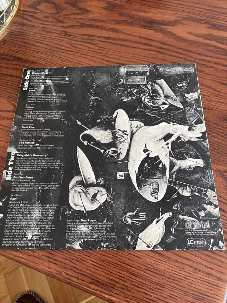Deep Purple HARVEST winyl 1969 rok idealna
