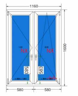 Okno PCV 1160x1600 mm/ 116x160 cm 2 Skrzydłowe  - SKLADOKIEN.PL
