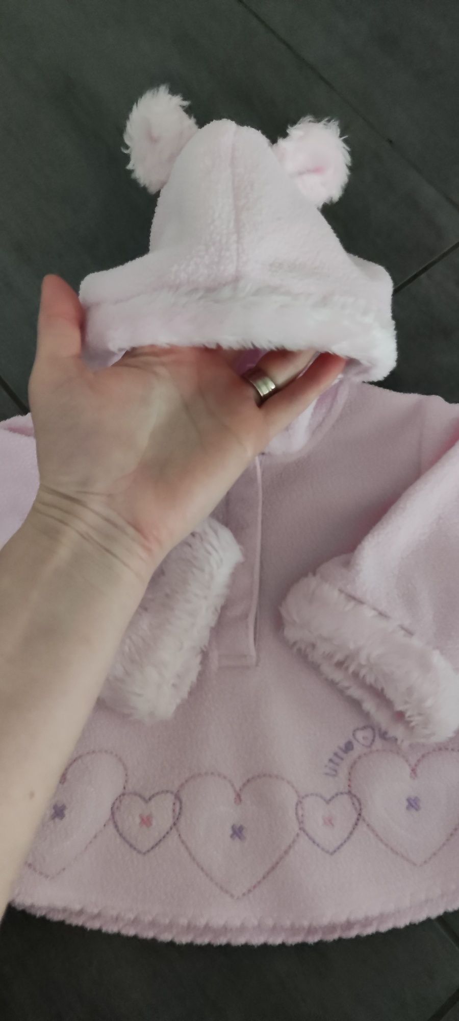 Bluza polarowa Miś z kapturem z uszkami, rozmiar 68 (3-6 miesięcy).