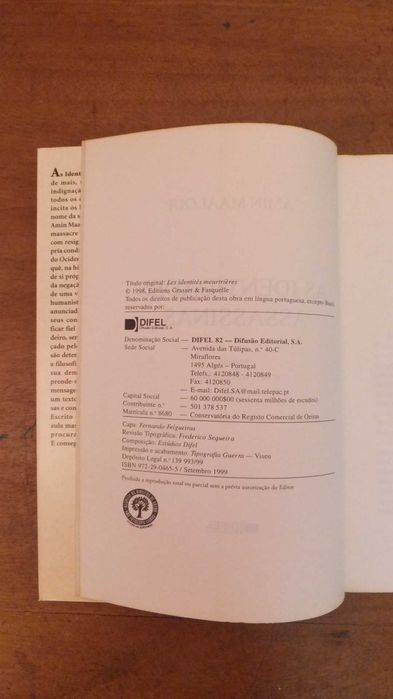 Amin Maalouf - As Identidades Assassinas • Livro