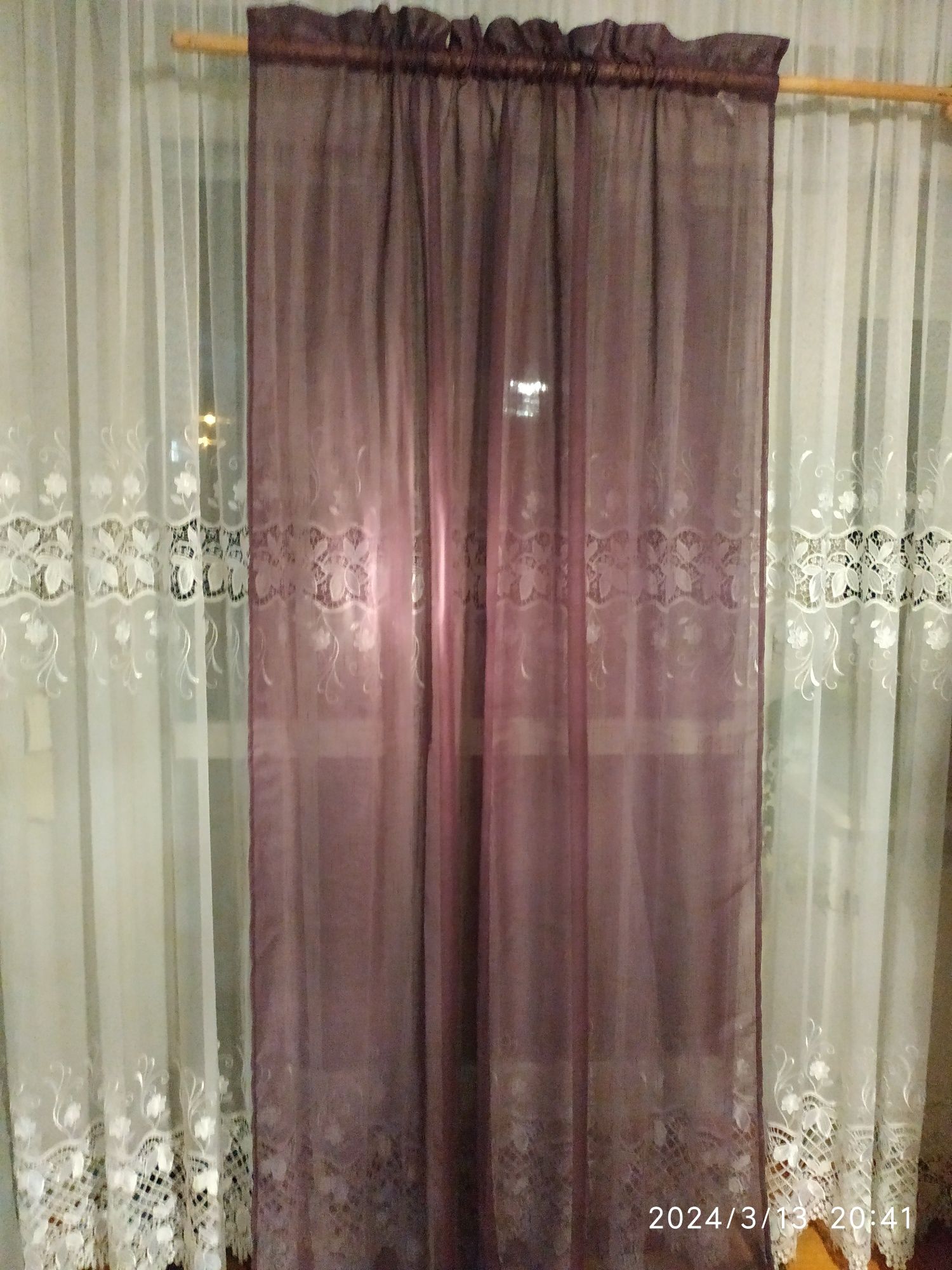 Zasłony fioletowe prześwitujące  r 137 cm x 218 cm, uzywane