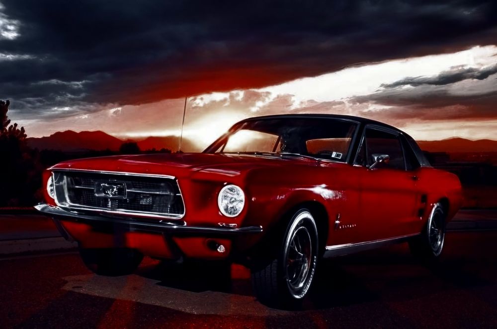 Samochód do ślubu Mustang, zabytkowy.