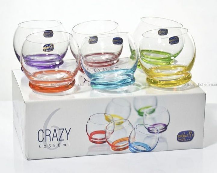 Бокали Склянки 390мл Bohemia Crazy, Чехія,  6шт.