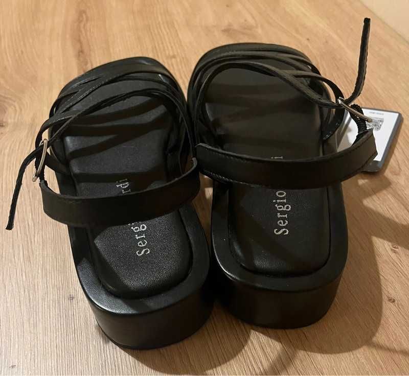 Skórzane czarne sandały Sergio Bardi skóra naturalna 100%