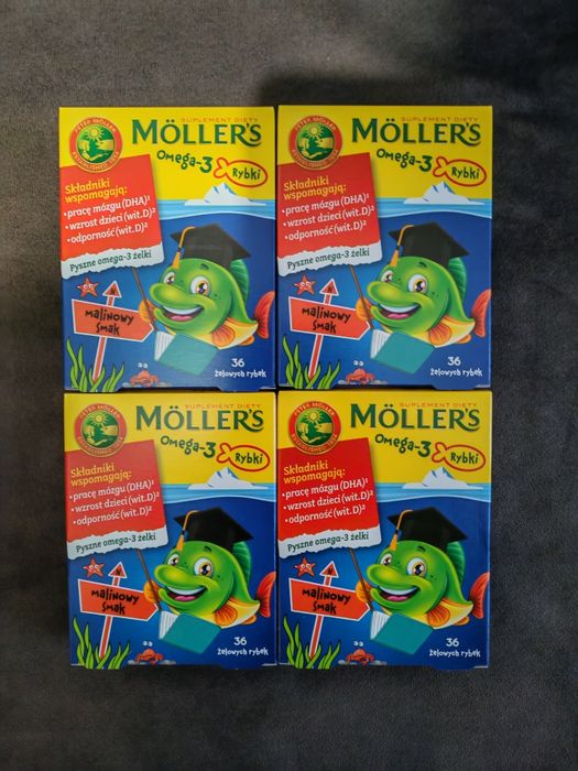 Moller's Omega-3 Rybki malinowe 36 szt.- 4 sztuki