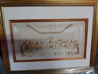 Antigo quadro em gesso, última ceia