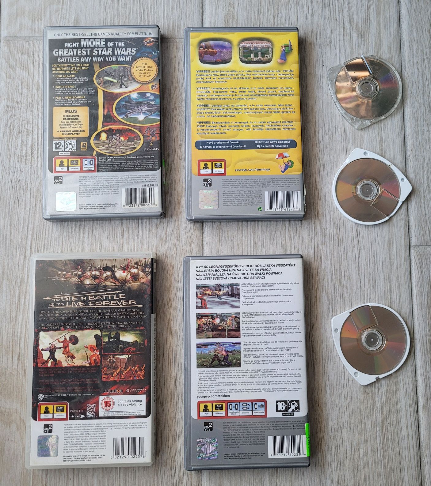 Zestaw 7szt gier na konsole PSP Pegi 16/12/3+ mix Tekken FIFA 09