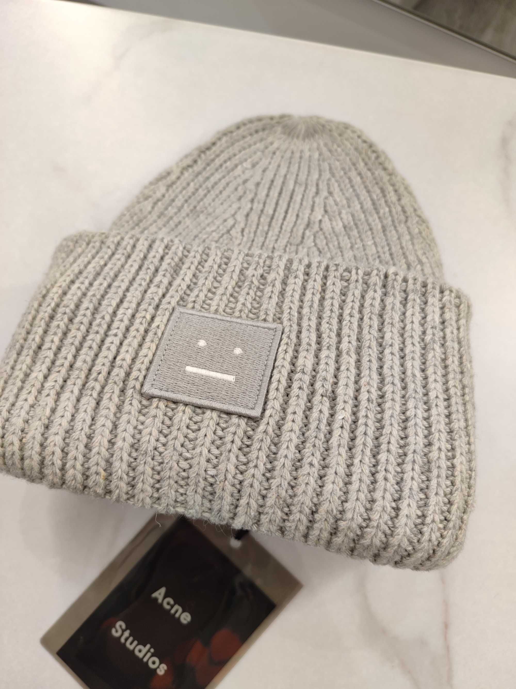 Шапка Acne Studios Rib knit beanie hat melange