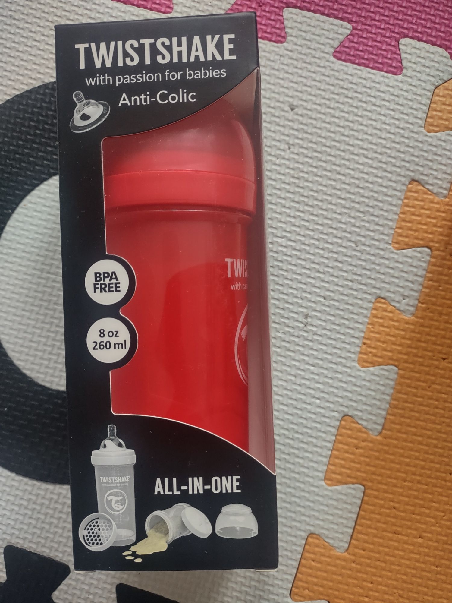 Nowa perłowo czerwona butelka antykolkowa Twistshake 260ml