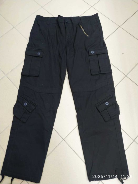 Spodnie męskie bojówki bawełna ocieplane 40
