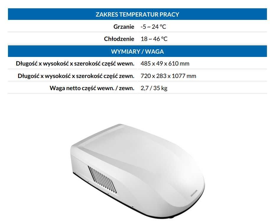 Klimatyzator dachowy Sinclair ASV 35 BS klima kamper