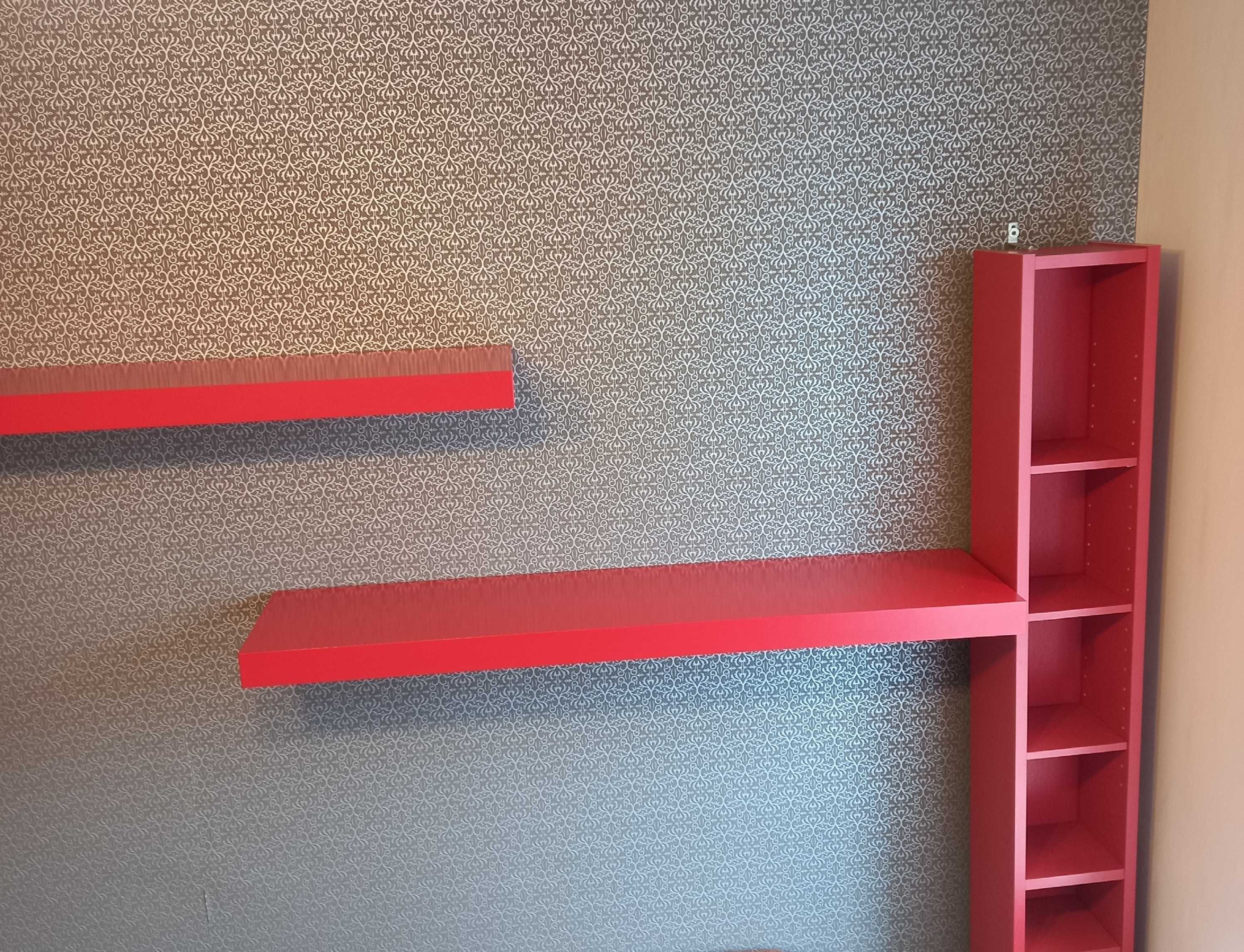 Regał IKEA wąski - 2 szt  + 4 półki ( 2 czerwone i 2 żółte )