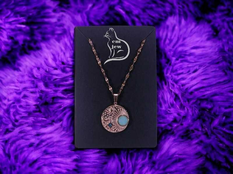 Colar aço dourado com amazonite - Novo