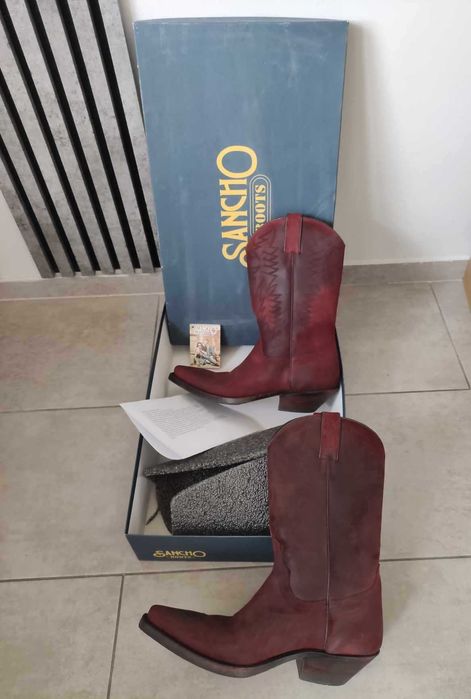 Oryginalne hiszpańskie kowbojki męskie SANCHO (bordowe) 41-42