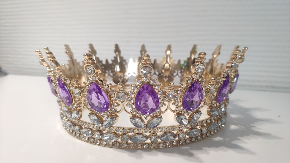 Корона на торт 15;14;12,5;6;5;3 см, глітер (блистівки), топер