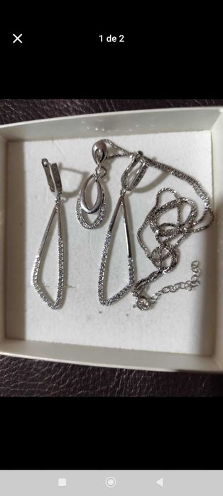 Conjunto Novo colar e brincos em prata de lei