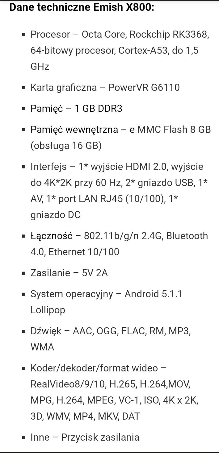 Emish X800 TV Box