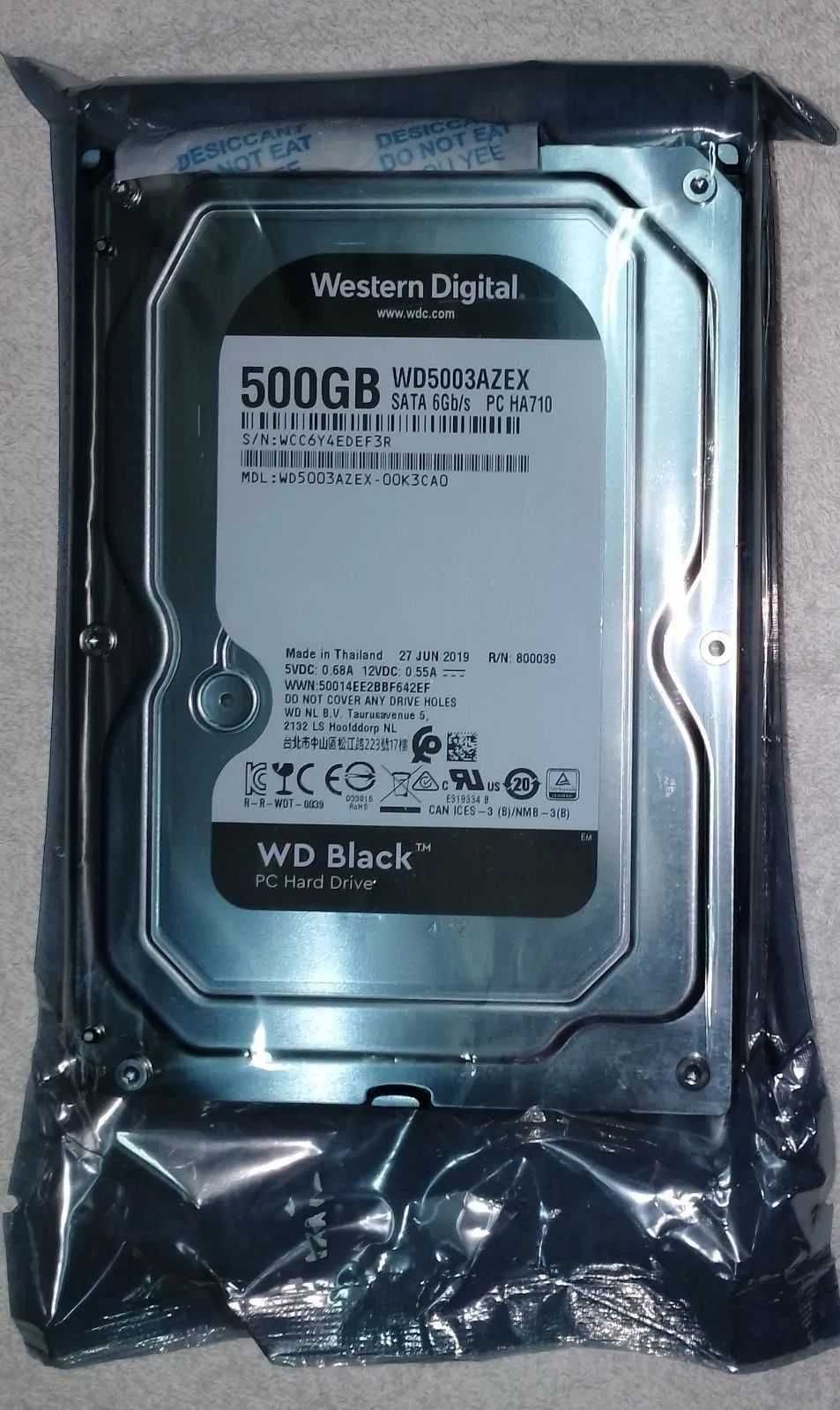 WD 500GB Black SATA III WD5003AZEX 64MB/7200