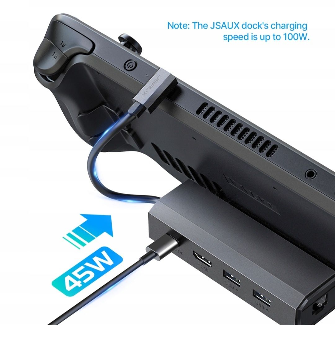 Adapter HUB USB-C Jsaux HDMI 4K 100W PD USB 3.1 100MBPS do Steam Deck