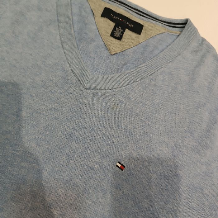 Tommy Hilfiger bawełniany sweter w serek roz,xl/54 bawełna elegancki