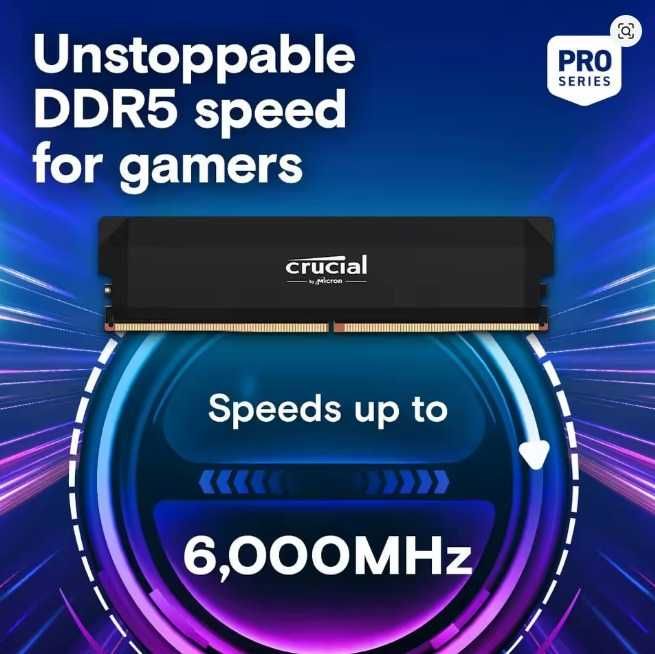 Memória RAM Crucial Pro OC DDR5 6000MHz 32GB 2x16GB XMP 3.0 e AMD EXPO