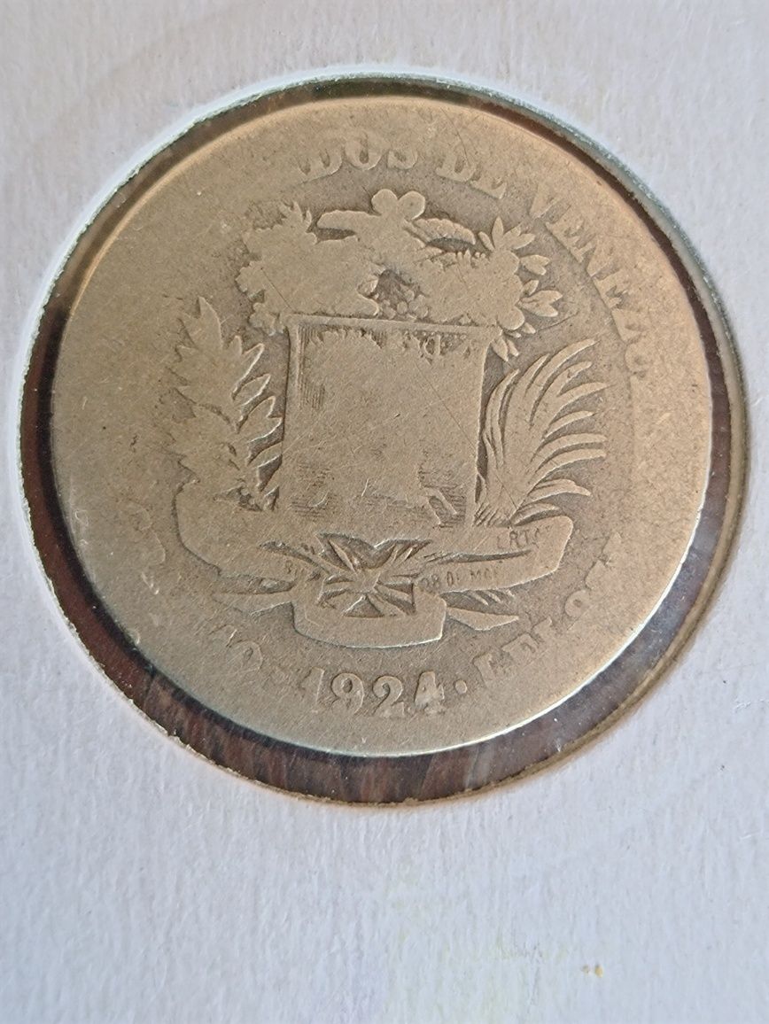 Wenezuela 2 boliwary  1924 r10 gram srebra pr 835