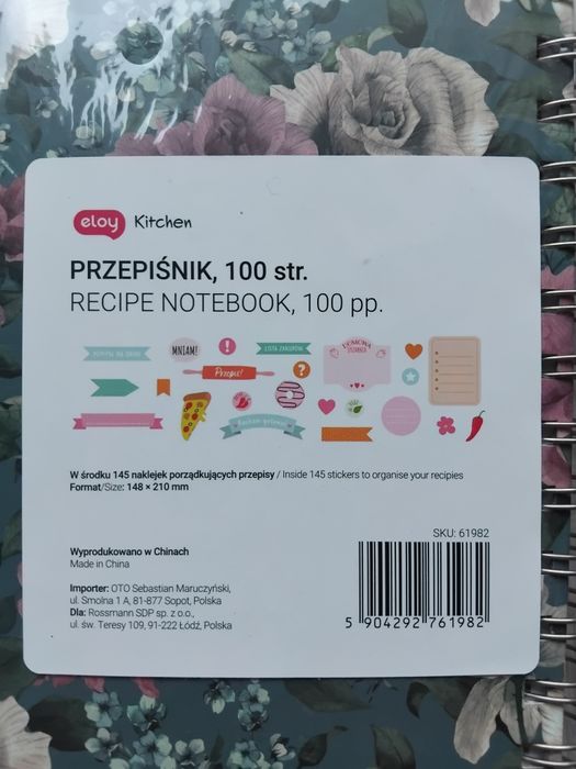 Nowy notes Moje Przepisy przepiśnik 100 stron+ 145 naklejek