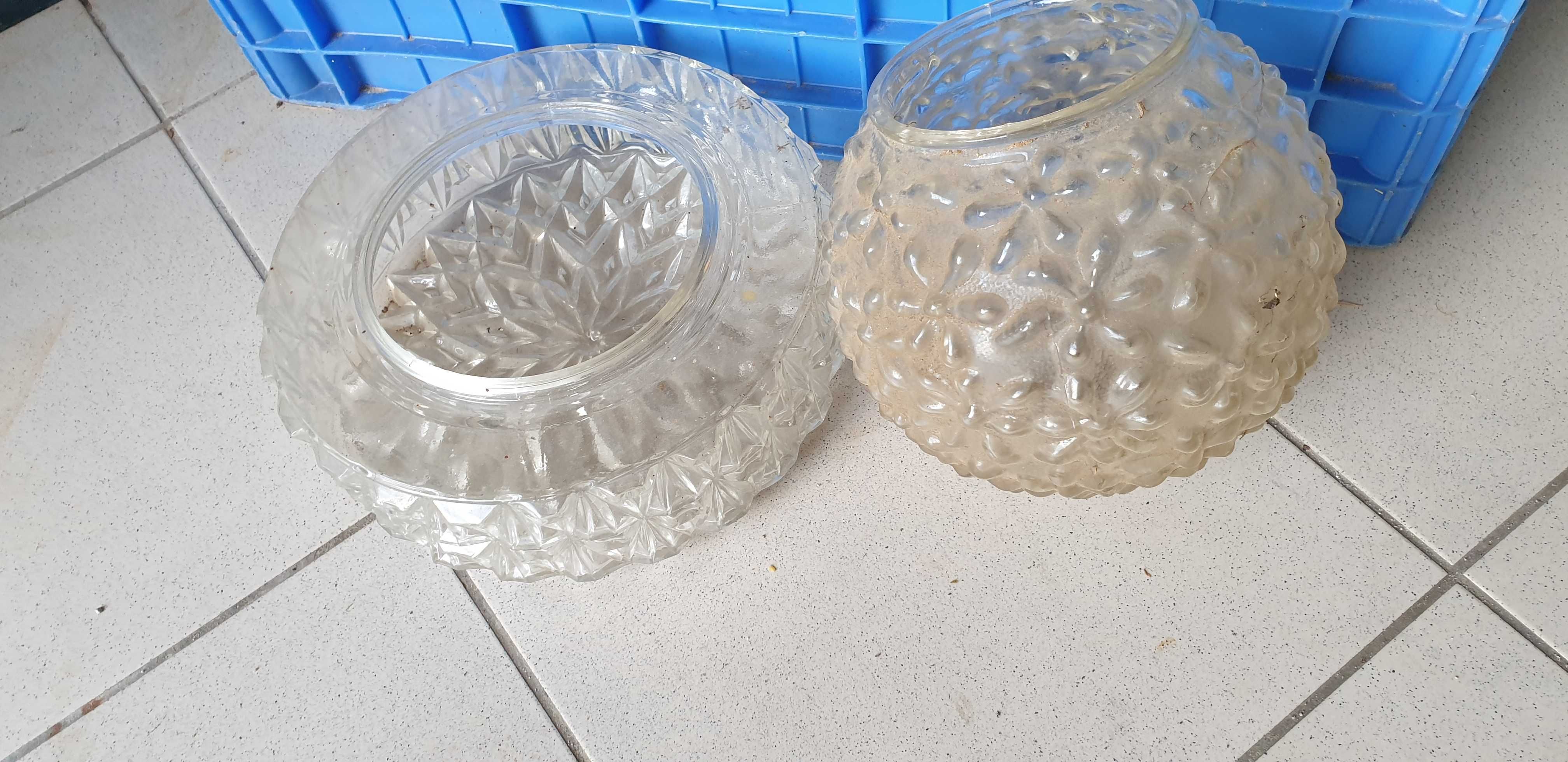 14 starych opraw  szklanych  oswietleniowych