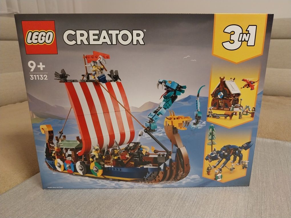 LEGO Creator 3 w 1 31132 Statek wikingów i wąż z Midgardu