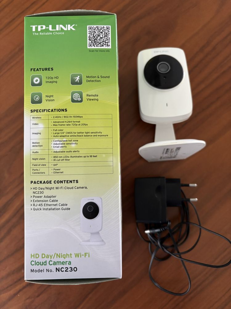 Câmara segurança IP  Wi-Fi  (visão nocturna, detecção movimento e som)