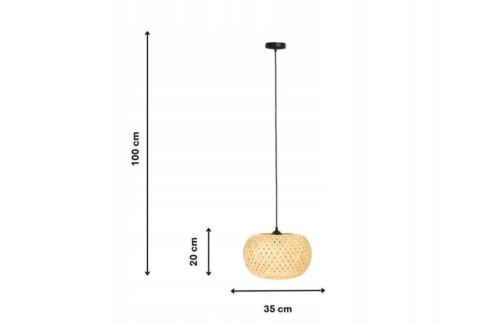 CIEPŁY KLIMAT W SALONIE Lampa wisząca czarna BOHO bambusowa 35cm