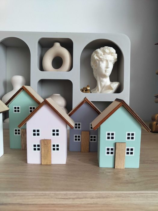 Domek Kamieniczka drewniane pastelowe