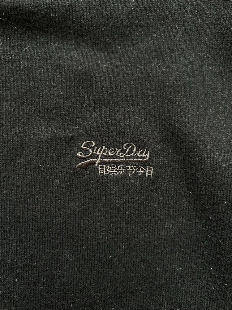 Sweter męski Superdry bawełna Kaszmir czarny klasyczny elegancki