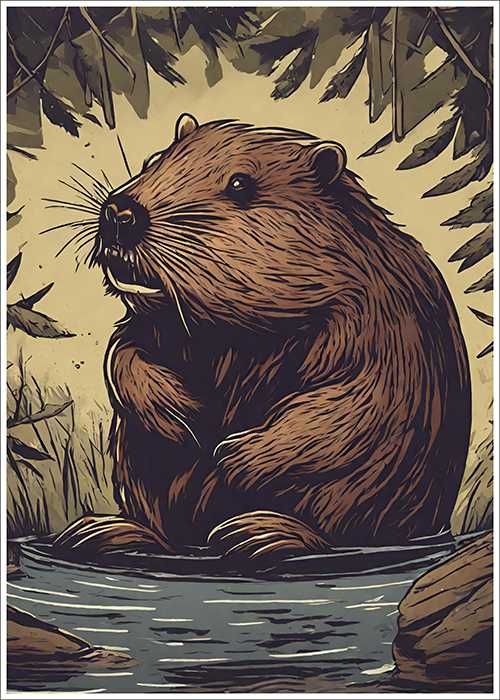 Plakat premium - słodki bóbr do salonu