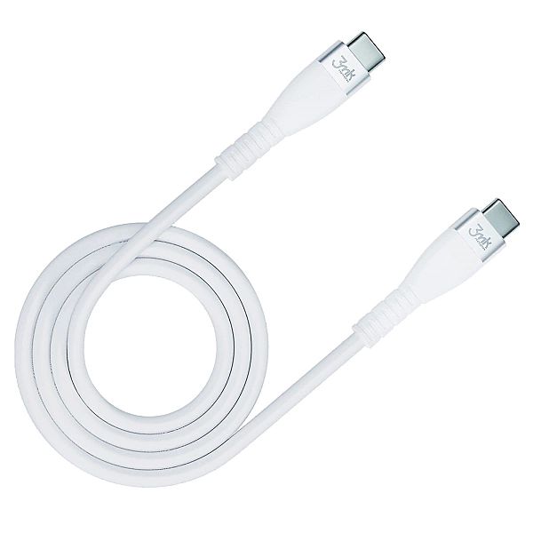 Kabel 3mk Hyper Silicone Cable USB-C / USB-C 60W 3A - biały