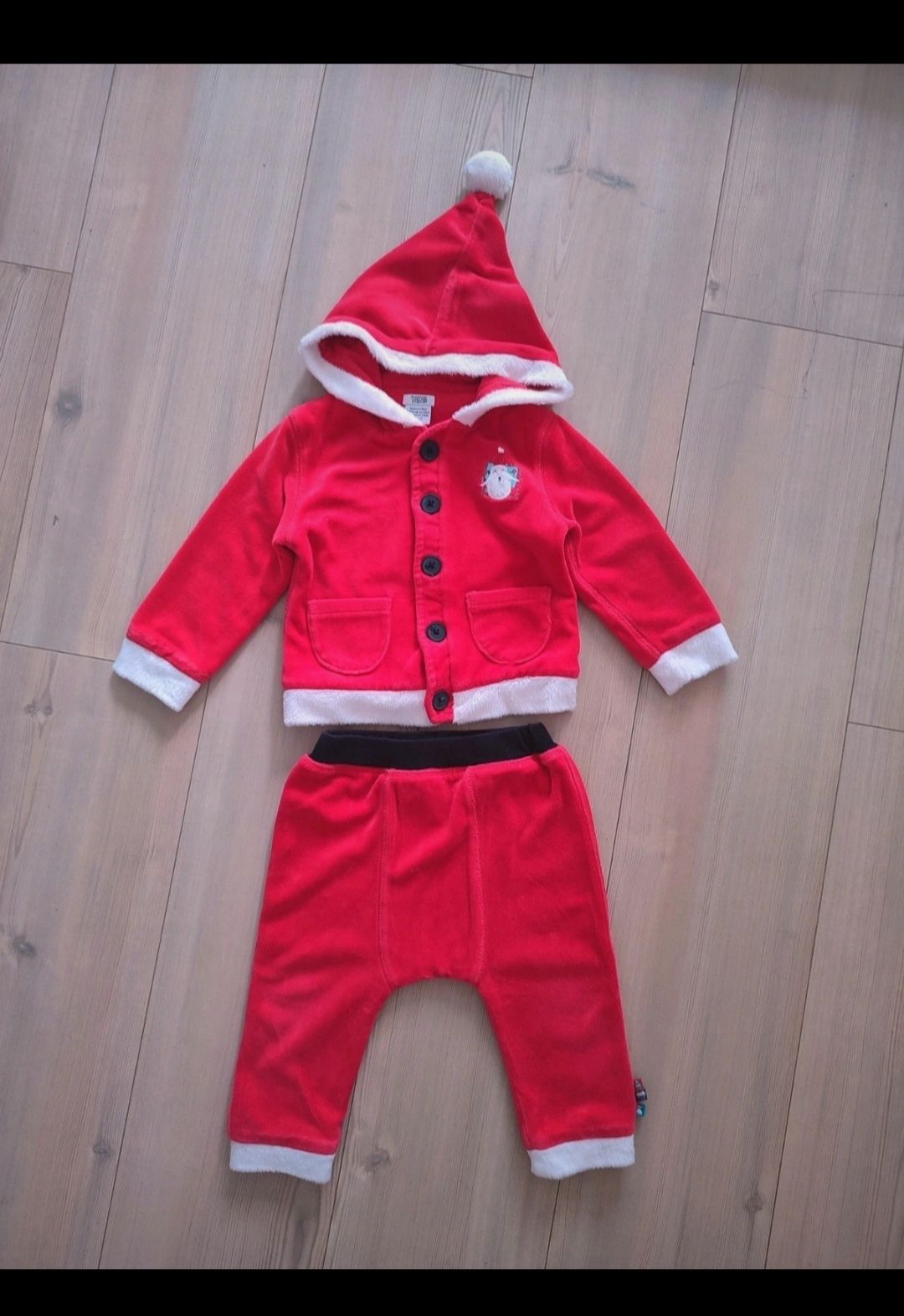 Mamas &Papas Premium welurowy strój Świętego Mikołaja 80 na święta