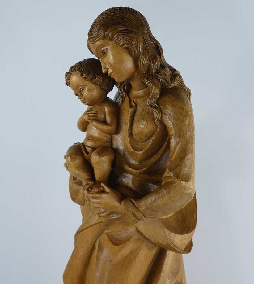 Figura rzeźba MARYJA z Dzieciątkiem Jezus drewno 69 cm Madonna